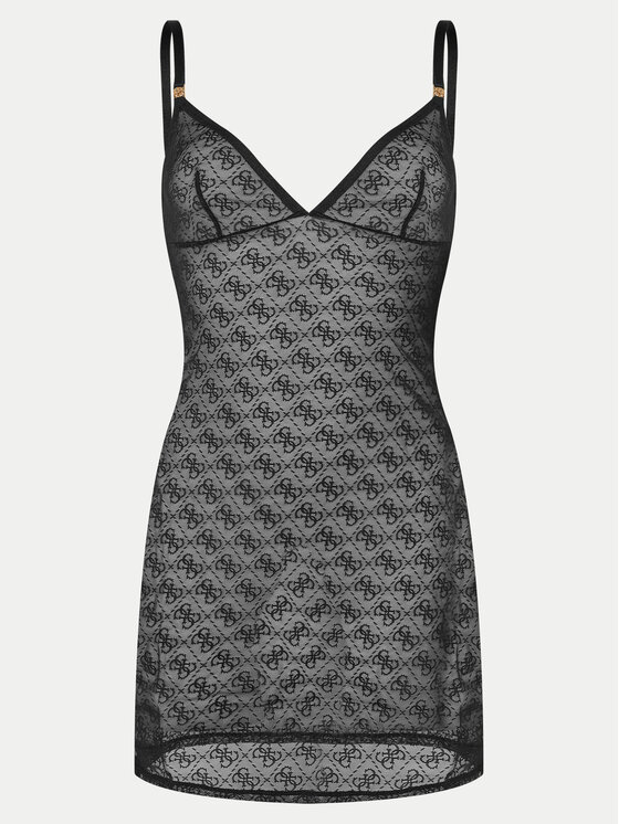 Guess Guess Koszula nocna O5RX02 KCLB0 Czarny Slim Fit