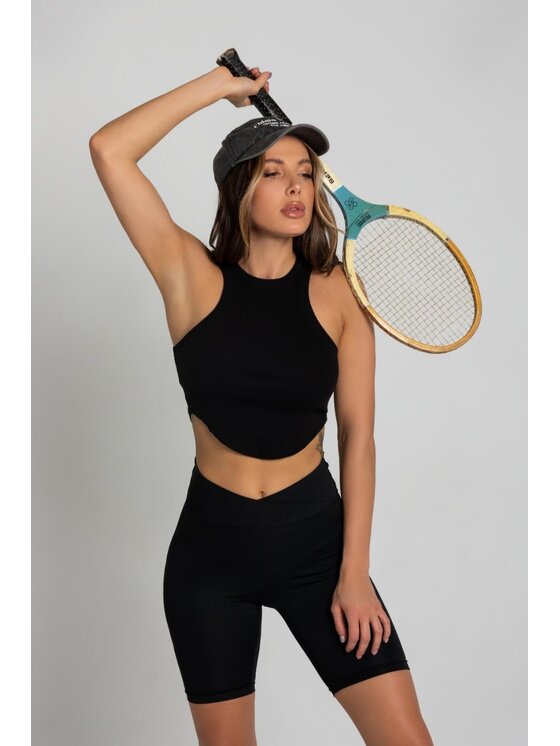 Chiara Wear Chiara Wear Tank top Top owalny (bokserka) Czarny Extra Slim Fit