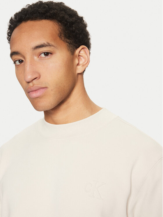 Calvin Klein Jeans Calvin Klein Jeans Mikina Interlock J30J326754 Écru Regular Fit