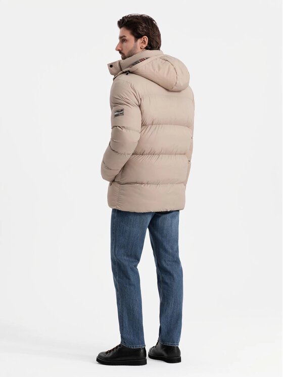 Ombre Ombre Vatovaná bunda OM-JAHP-0205 Béžová Regular Fit