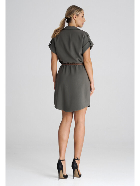 FIGL FIGL Sukienka codzienna M1001 Khaki Regular Fit