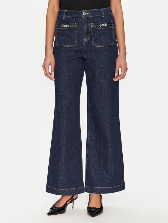Morgan Morgan Jeansy 251-PSOFT Tmavomodrá Wide Leg