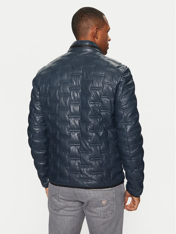 Milestone Milestone Шкіряна куртка Aversa 99101960080 Cиній Regular Fit