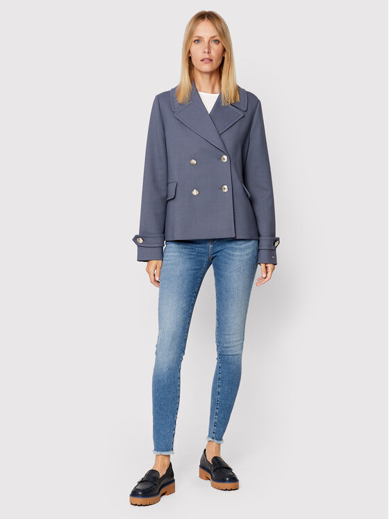 Tommy Hilfiger Tommy Hilfiger Płaszcz przejściowy Blend WW0WW35074 Niebieski Regular Fit