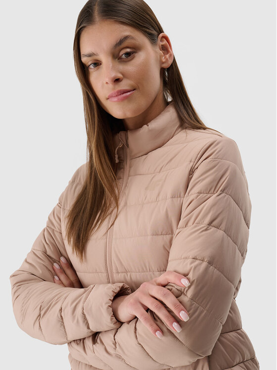 4F 4F Kurtka puchowa BASIC+ Beżowy Slim Fit