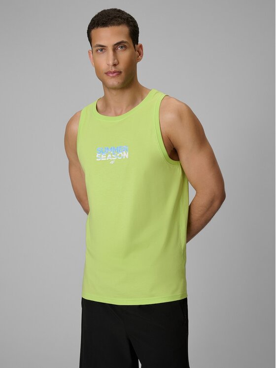 4F 4F Tank top 4FWSS26TSLEM249-42S Zielony Regular Fit