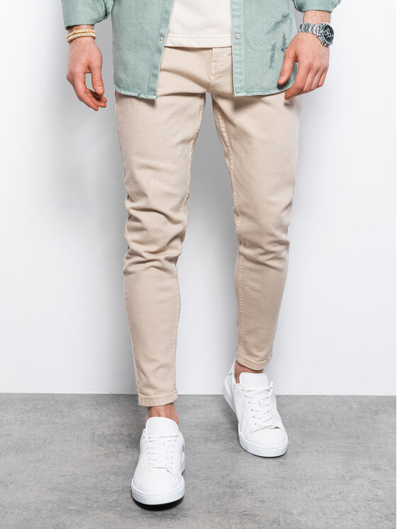 Ombre Ombre Jeansy P1058 Béžová Slim Fit