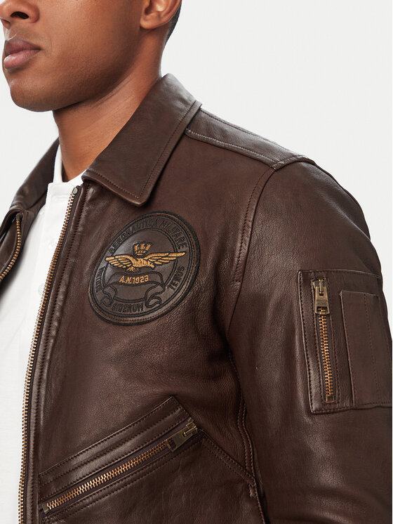 Aeronautica Militare Aeronautica Militare Шкіряна куртка 261PN5056U100839 Темно-коричневий Regular Fit