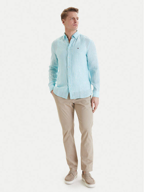 Tommy Hilfiger Tommy Hilfiger Πουκάμισο Bengal MW0MW42400 Τυρκουάζ Regular Fit