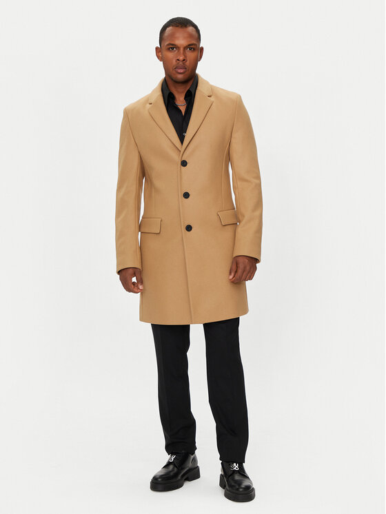 HUGO Hugo Вълнено палто Migor 2441 50528793 Бежов Slim Fit