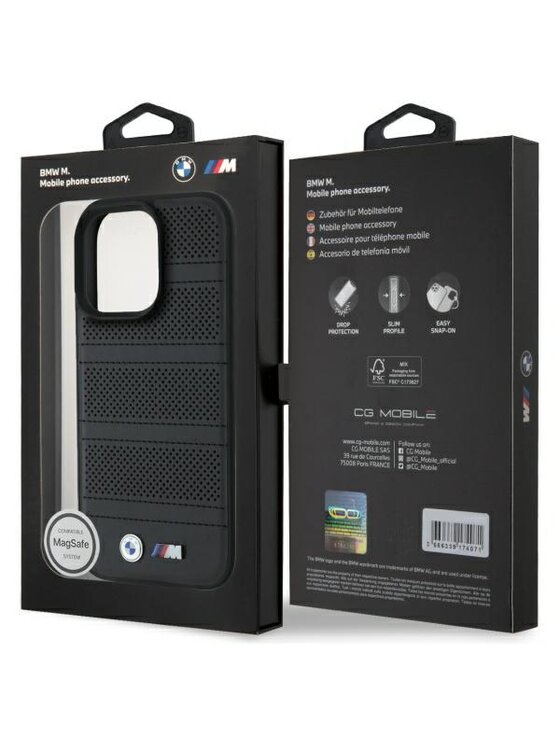 BMW Motorsport BMW Motorsport Etui na telefon M Perforated Tricolor Line Czarny