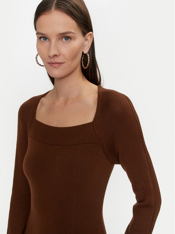 Luisa Spagnoli Luisa Spagnoli Pletena obleka Mandola 58510 Rjava Regular Fit