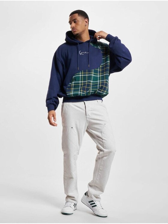Karl Kani Karl Kani Mikina SMALL SIGNATURE WAVY BLOCK OS HOODIE Tmavomodrá Regular Fit