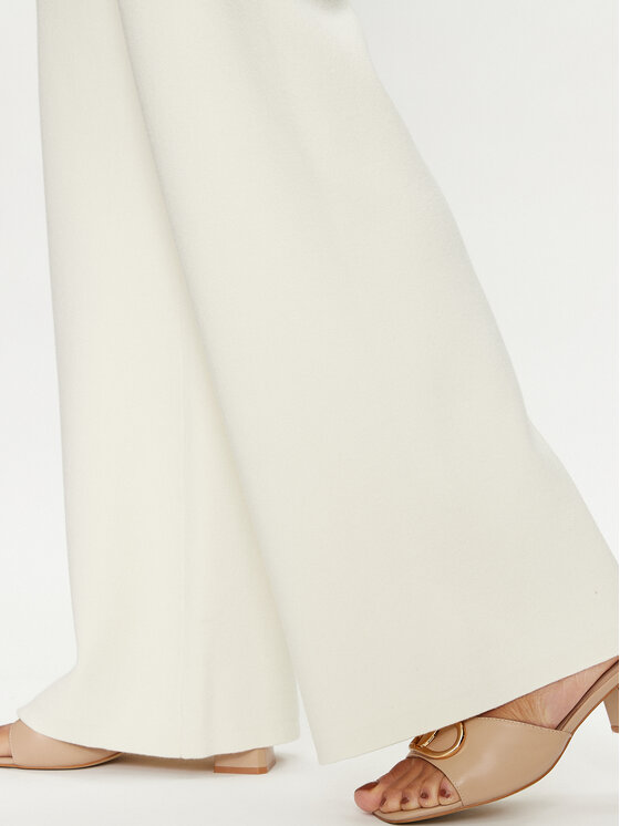 TWINSET TWINSET Bavlnené nohavice 241TP3091 Écru Straight Fit