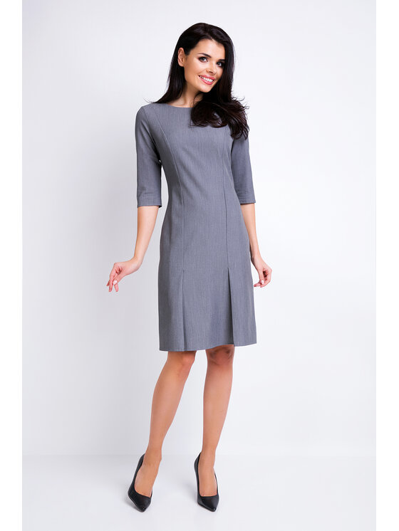 Awama Awama Sukienka codzienna A158 Szary Basic Fit