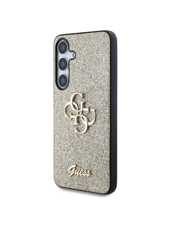 Etui na telefon Guess, Złote, Fixed Glitter Big 4G Metal Logo