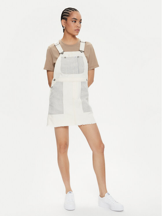Lee Lee Sukienka jeansowa Railroad 112349530 Écru Relaxed Fit
