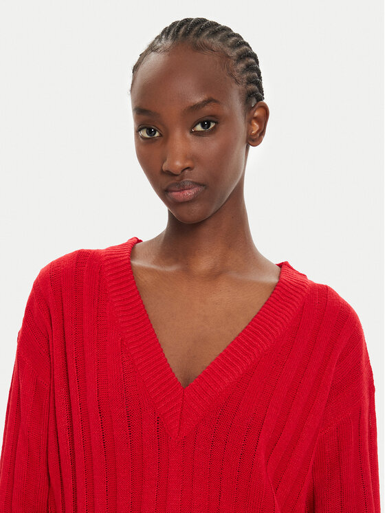 Brave Soul Brave Soul Плетена рокля LKD-230MARTHADRB Червен Oversize