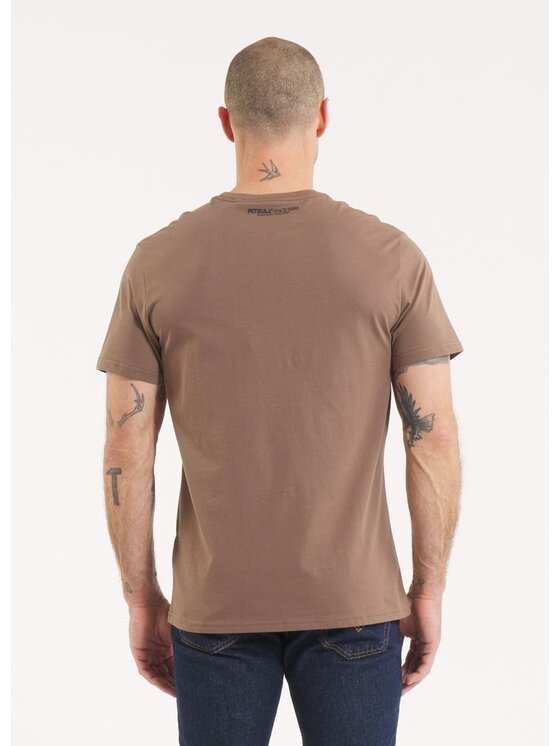 PITBULL PITBULL T-Shirt Koszulka męska CASINO S Brązowy Regular Fit