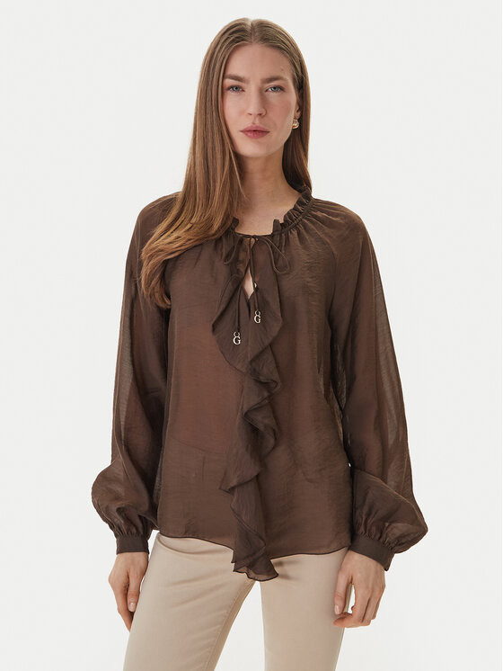 Guess Guess Блуза W6GH28 W1844 Кафяв Regular Fit