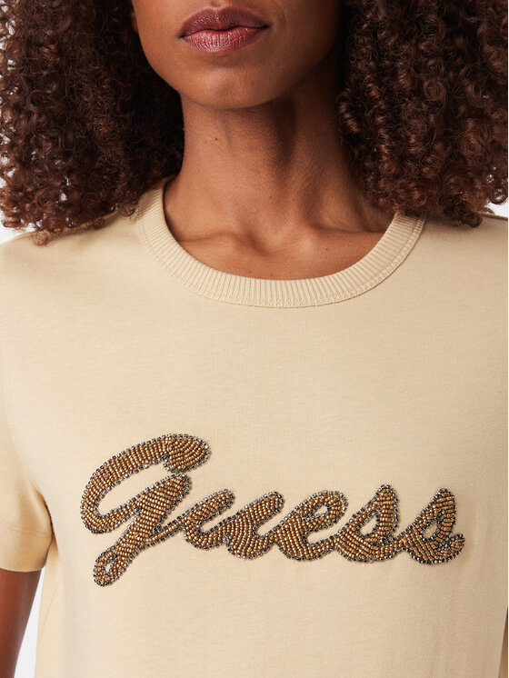 Guess Guess T-Shirt W6YI29 K4348 Beżowy Regular Fit