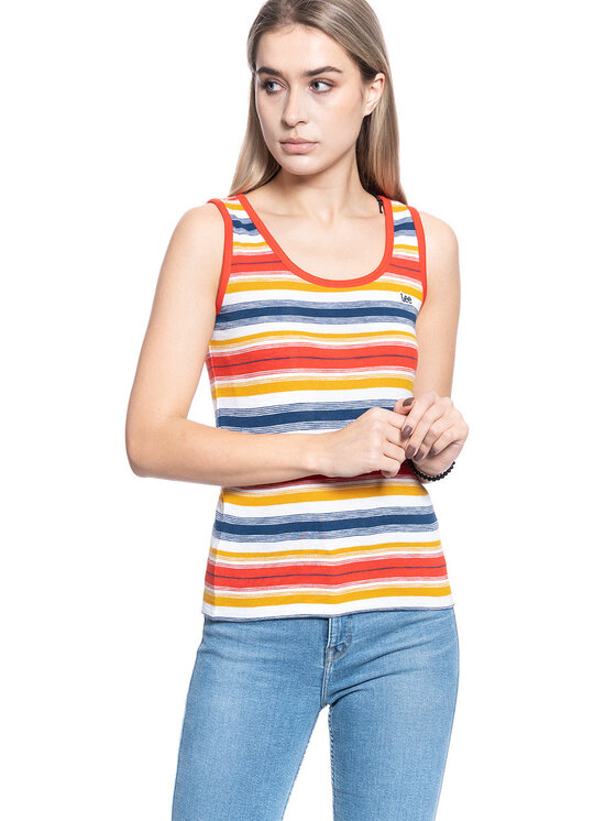 Lee Lee T-Shirt SLIM TANK TOP Biały Slim Fit