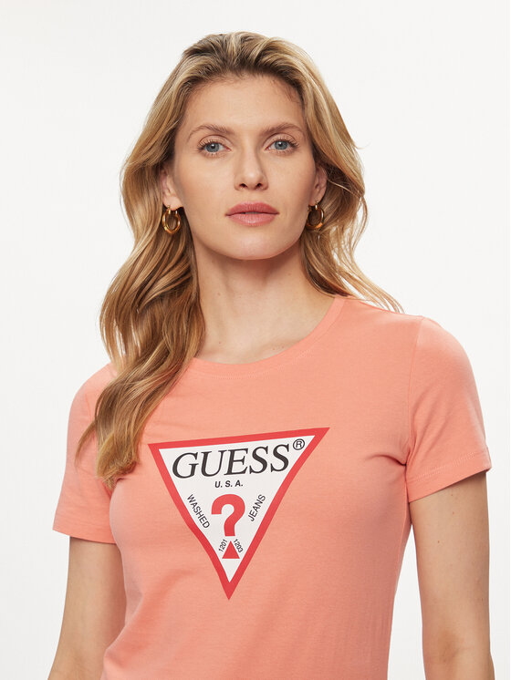 Guess Guess Tricou W1YI1B I3Z14 Coral Slim Fit