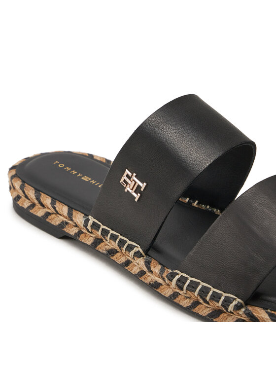 Tommy Hilfiger Tommy Hilfiger Εσπαντρίγιες Th Leather Flat Esp Sandal FW0FW07931 Μαύρο