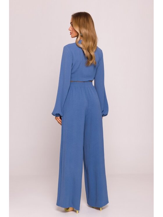 Made of Emotion Made of Emotion Spodnie materiałowe M862 Granatowy Wide Leg