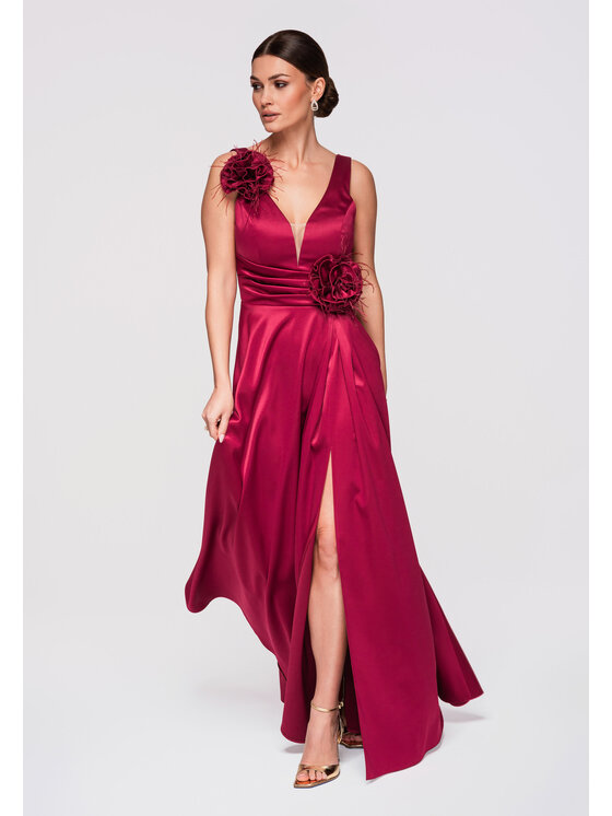 Ombre Ombre Sukienka wieczorowa LA-OM-DLR269 Bordowy Regular Fit
