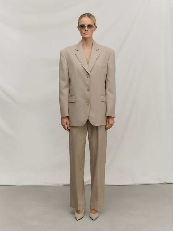 La Mania La Mania Pantaloni di tessuto SOHO 2 Beige Classic Fit