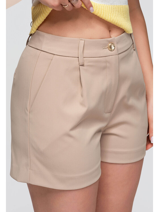 Ombre Ombre Szorty materiałowe OW-ST-E0018 Beżowy Slim Fit