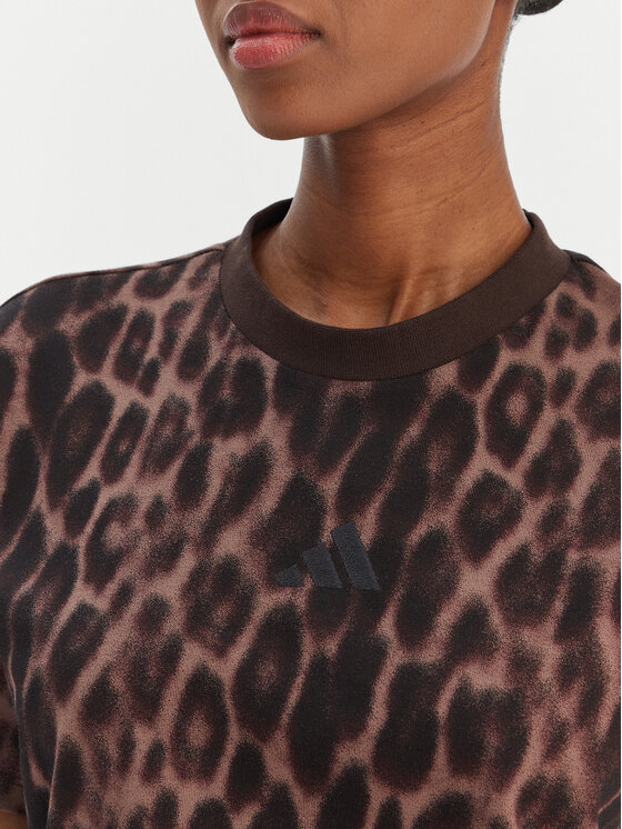 adidas adidas Тишърт Seasonal Essentials Leopard Print JZ0200 Кафяв Regular Fit