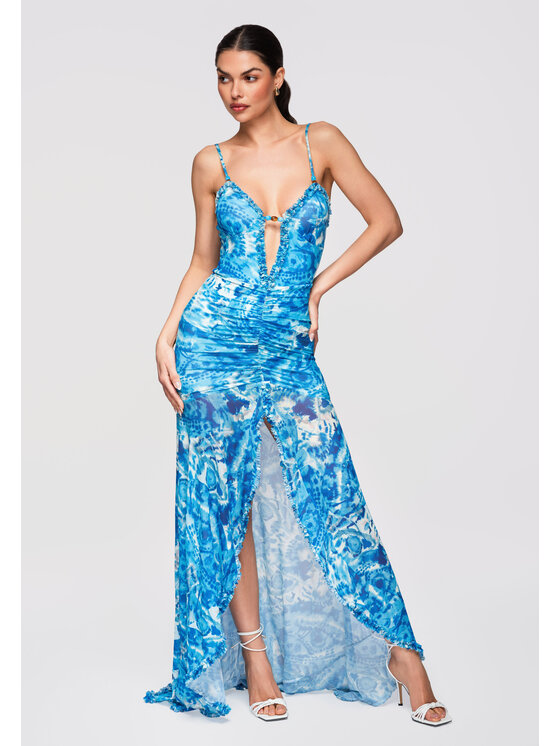Ombre Ombre Sukienka wieczorowa LA-OM-DLR314 Niebieski Slim Fit
