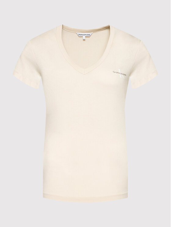 Calvin Klein Jeans T-shirt Monogram J20J217166 Beige Slim Fit • Modivo.it