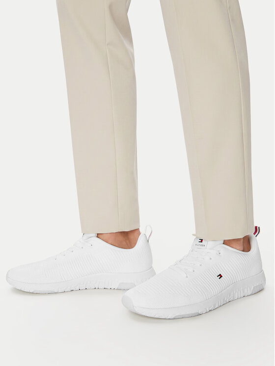 Tommy Hilfiger Tommy Hilfiger Sneakersy Corporate Knit Rib Runner FM0FM02838 Biały