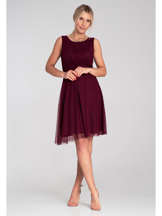 FIGL FIGL Sukienka koktajlowa M1208 Bordowy Flared Fit