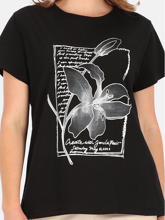Perso Perso T-Shirt TCE242339F Czarny Regular Fit