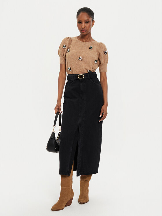 TWINSET TWINSET Teksaselik 242TP2601 Must Straight Fit