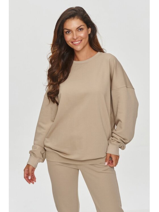Makadamia Makadamia Bluza M859 Beżowy Loose Fit
