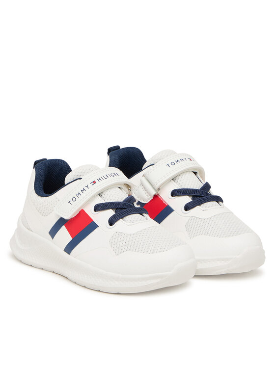 Tommy Hilfiger Tommy Hilfiger Сникърси Flag Low Cut Lace-Up/Velcro T1X9-34369-1843 M Бял