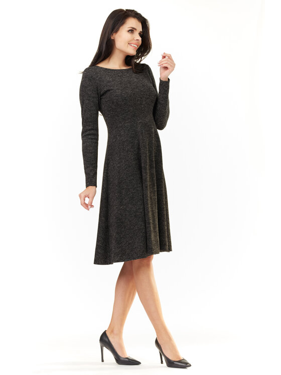 Awama Awama Sukienka dzianinowa A210 Szary Basic Fit