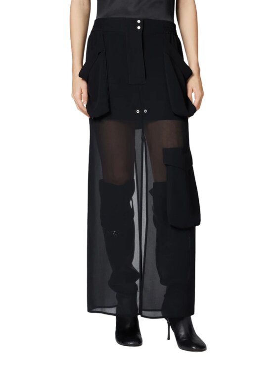 PINKO PINKO Spódnica maxi Gonna in georgette 104789A21F Czarny Regular Fit
