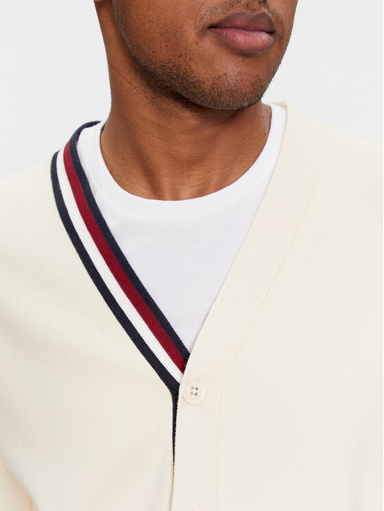 Tommy Hilfiger Tommy Hilfiger Kardigāns Global Stripe Cardi MW0MW33521 Écru Regular Fit