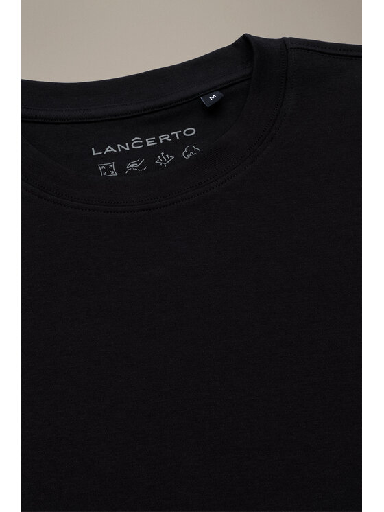 Lancerto Lancerto T-Shirt Anselmo Czarna TS073126000003 Czarny Regular Fit