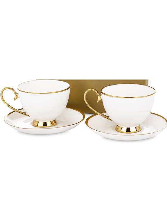 MIAhome MIAhome Zestaw 2 filiżanek porcelanowych ze spodeczkiem MARISCA Biały