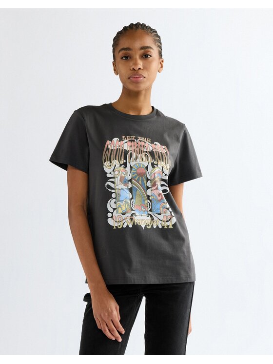 Wrangler Wrangler T-Shirt SHRUNKEN BAND TEE Czarny Slim Fit
