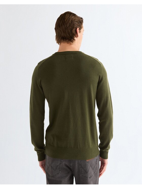 Wrangler Wrangler Sweter CREW NECK KNIT Zielony Regular Fit