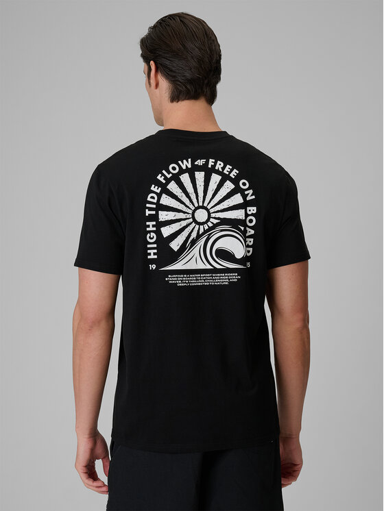 4F 4F T-Shirt CATCH THE WAVE Czarny Relaxed Fit