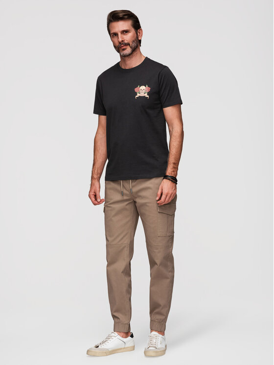 Ombre Ombre T-Shirt OM-TSPT-0257 Czarny Regular Fit